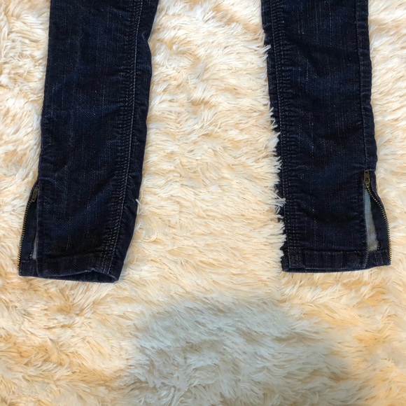 FREE PEOPLE Corduroy Navy Zipper Bottom Jeans - Picture 2 of 4